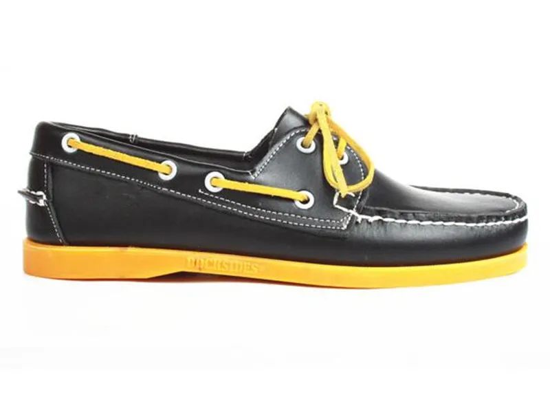 Мужская повседневная кожаная обувь на шнуровке; sapatos masculino; модная обувь на плоской подошве; chaussure homme Tenis zapatillas hombre; мужская обувь - Цвет: black with yellow so
