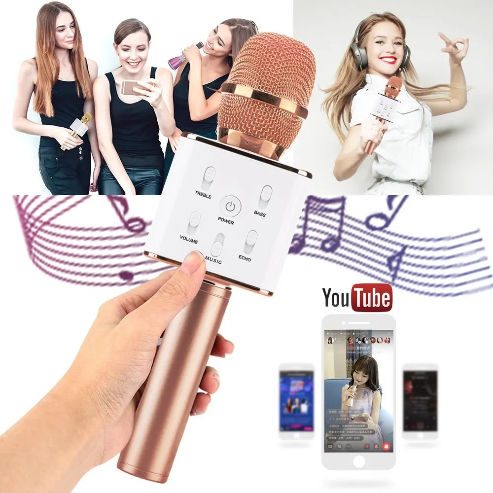 Беспроводной караоке микрофон Q7 Q10S Q9 Bluetooth динамик для с изменением голоса и
