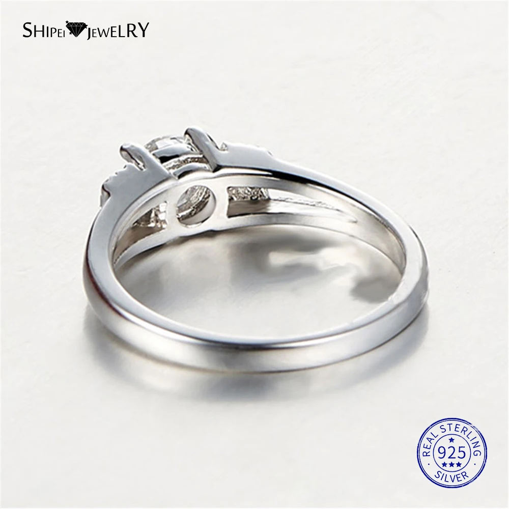 Shipei, 925 пробы, серебряное кольцо, хорошее ювелирное изделие, 2ct, Круглый, создан Муассанит, обручальное кольцо для женщин, Подарок на годовщину