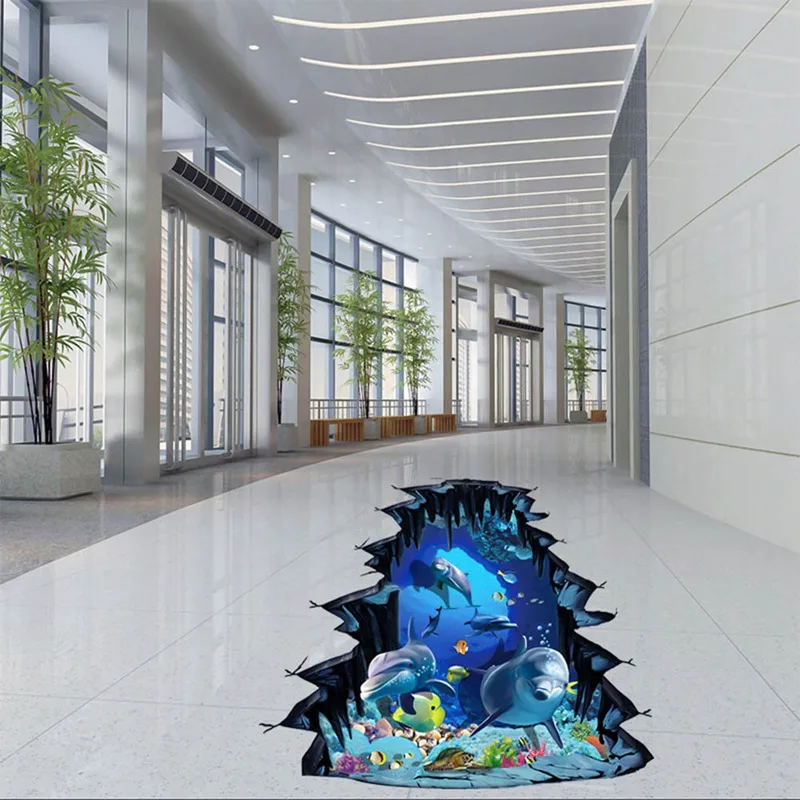 2 قطعة/المجموعة 3D تحت الماء العالم القرش الدلافين جدار ملصقا المعيشة غرفة كيد نوم البحر الجدار ملصق