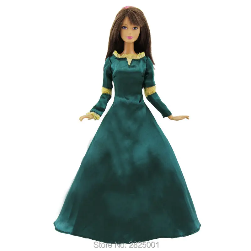 

Fairy Tale Dress Princess Gown Long Sleeves Copy Merida Costume Play House Accessories For Barbie FR Kurhn Doll Clothes Toy Gift
