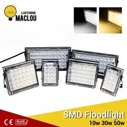 Ультратонкие SMD Светодиодный прожектор 10 W 30 W 50 W Светодиодный прожектор IP65 220 V светодиодный фонарь-рефлектор наружного освещения сад