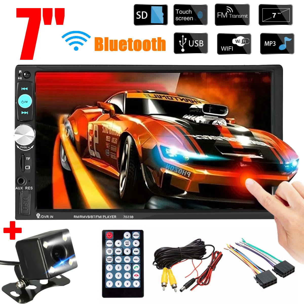

Kroak 2 Din Car Radio 7" HD Player MP5 Touch Screen Digital Display bluetooth Multimedia USB Autoradio FM AUX Rear View Camera