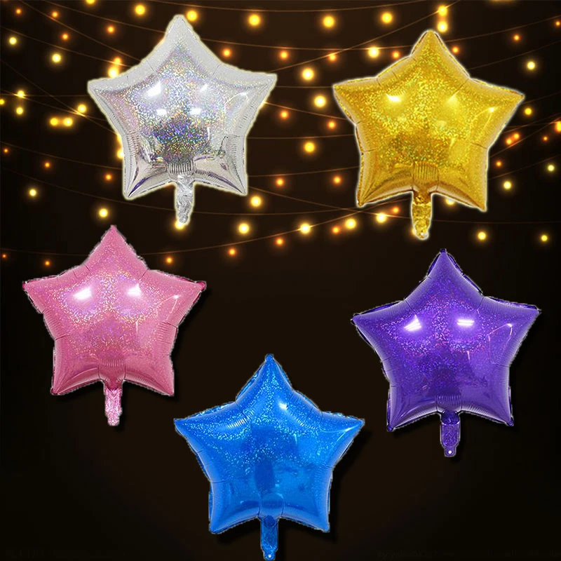 

Hot sale 18inch Laser Star Balloon shine Aluminum Foil Ballons for wedding Party Decoration valentaine's day Supplies globos