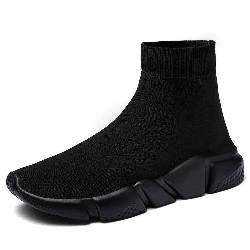 

Sale Cheap Summer Solid Light High Top Breathable Knit Socks Boots Elastic Band Stretch Flat Shoes For Men Sneaker Casual Shoes