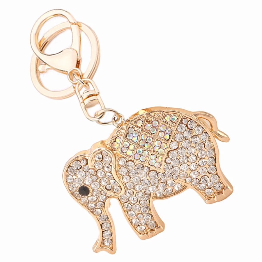 5PCS Novelty Exquisite Elephant Rhinestone Keychain Keyring Fashion