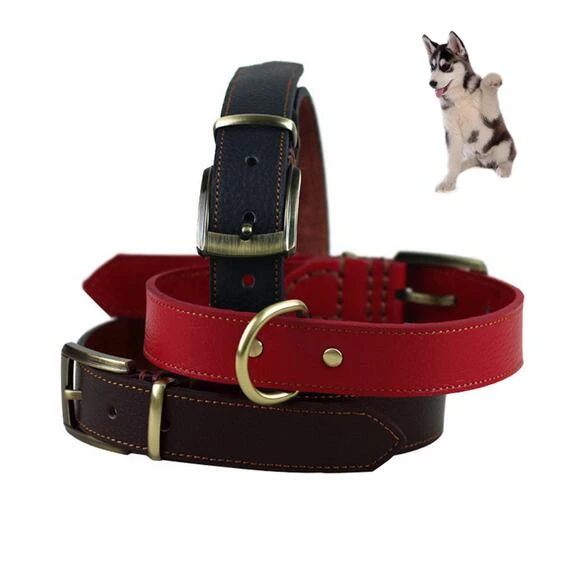 Soft Genuine Leather Dog Head Collars Adjustable Durable Pet Puppy Traction Walking Buckle Strap