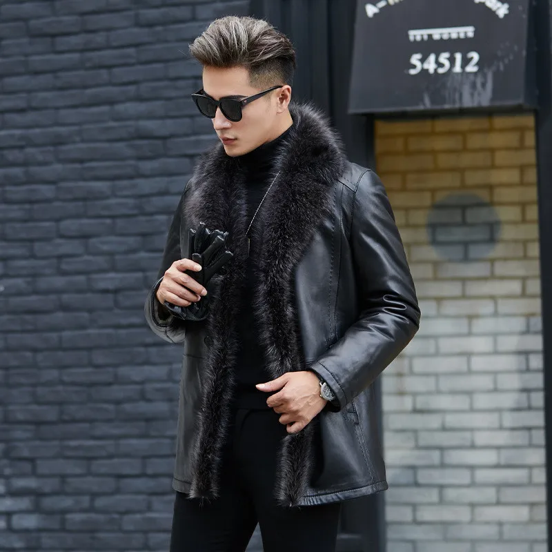 TEAEGG, овечья кожа, искусственная кожа, меховое пальто, зимние кожаные куртки, Мужская одежда, роскошное мужское кожаное пальто, куртка, парки, Hombre AL1532