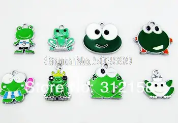 

S19! Wholesale 100Pcs/Lots DIY Alloy Enamel mixed frog Charms Metal Charms