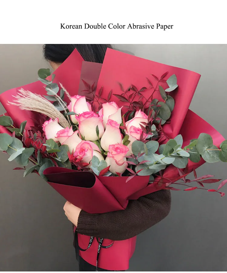 Двухцветная упаковочная бумага для букета цветов матовая абразивная упаковка для свадебного подарка упаковочная бумага ярких цветов 1 рулон/партия