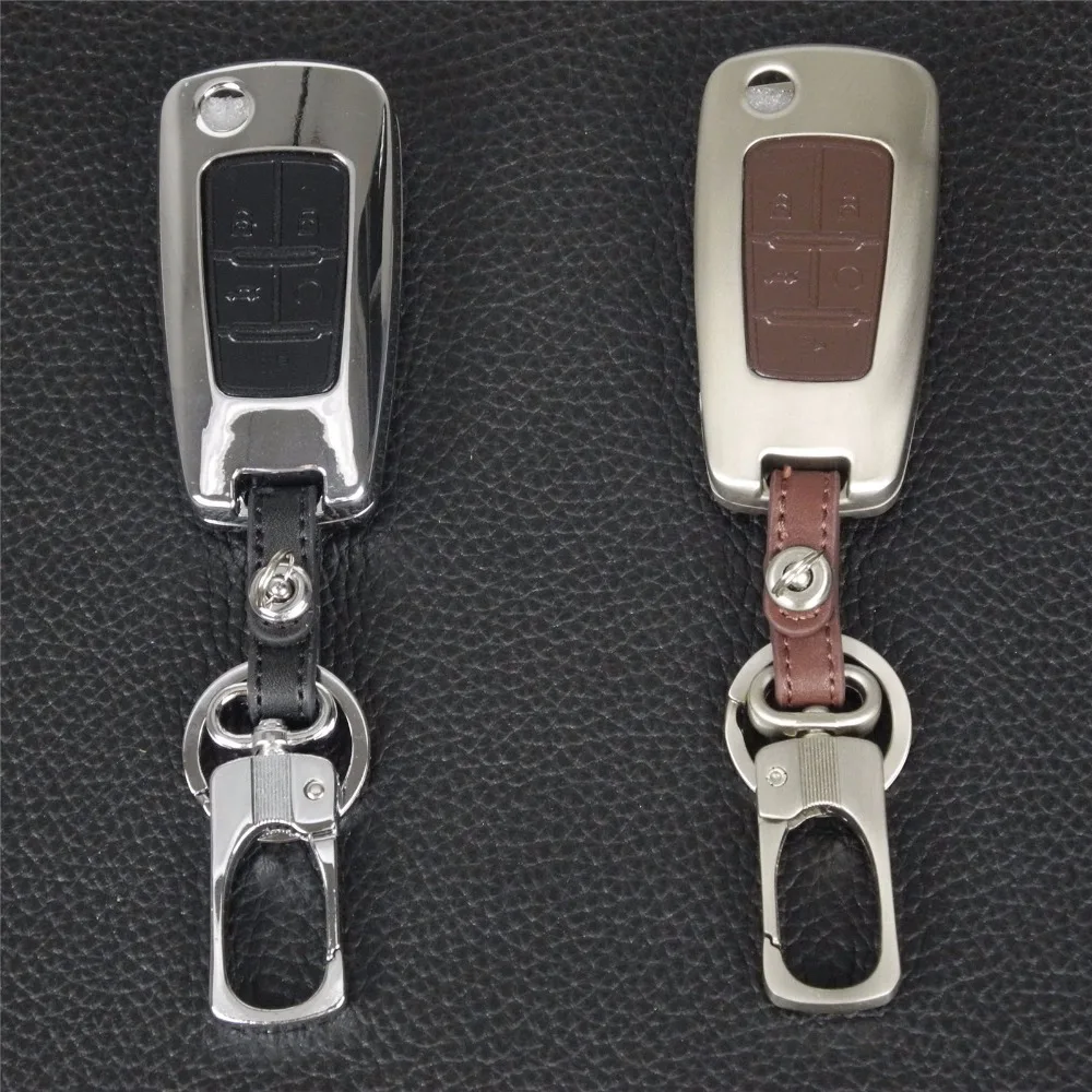 

5 Button Zinc Alloy+Leather Key Cover Case for Chevrolet Camaro/Cruze/Equinox/Impala/Malibu/Sonic for Buick LaCrosse Car-styling