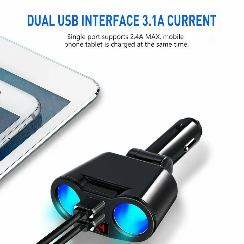 Универсальное автомобильное зарядное устройство с двумя USB портами 120 А Вт 5