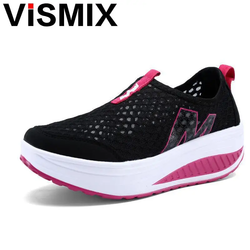 

VISMIX Hot Selling 2017 Fashion Floral Print Leather Platform Evelator Shoes Women Swing Wedge Casual Shoes 5 Cm Platform Shoes