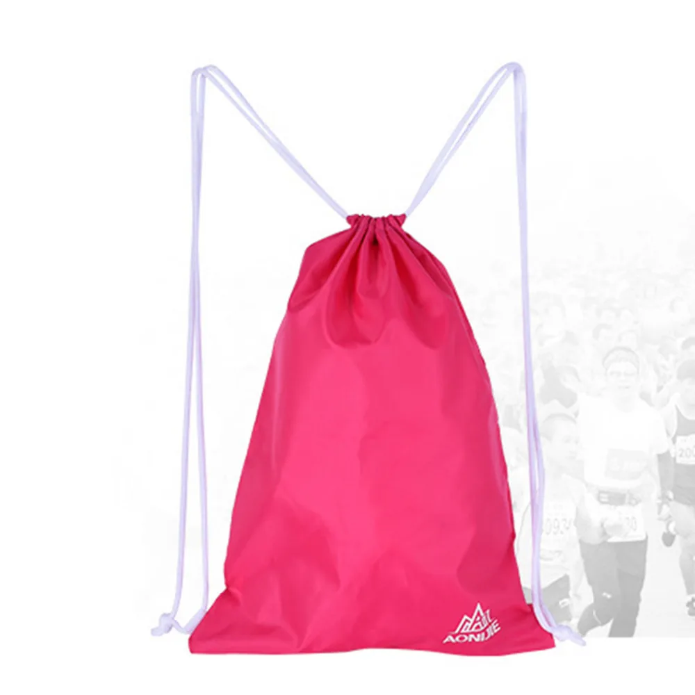 Nylon Drawstring Super Light Bag String Solid Color Backpack Sack Beach