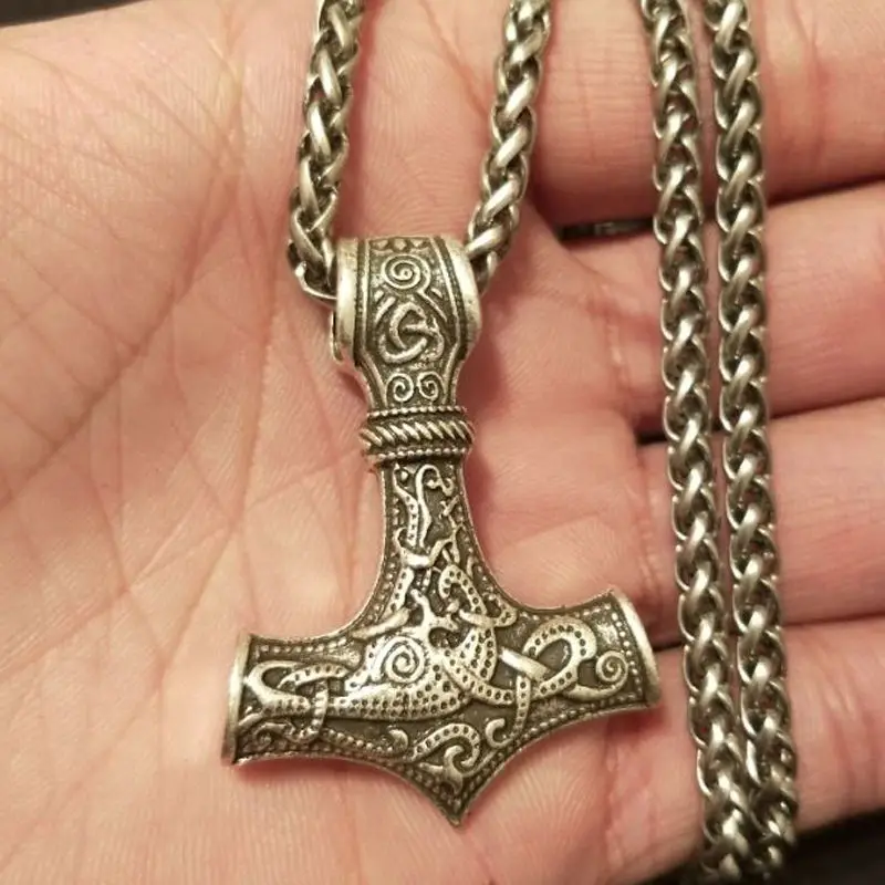 1 шт. дропшиппинг колье с кулоном в стиле викингов молот Mjolnir огромный Молот Тора