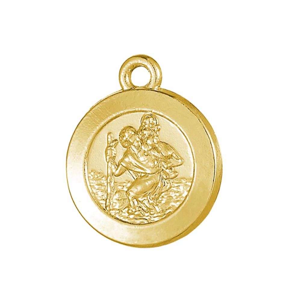 

my shape 30pcs St saint Christopher charm gold and rhodium to choose religious round factory direct sell lead nickel free