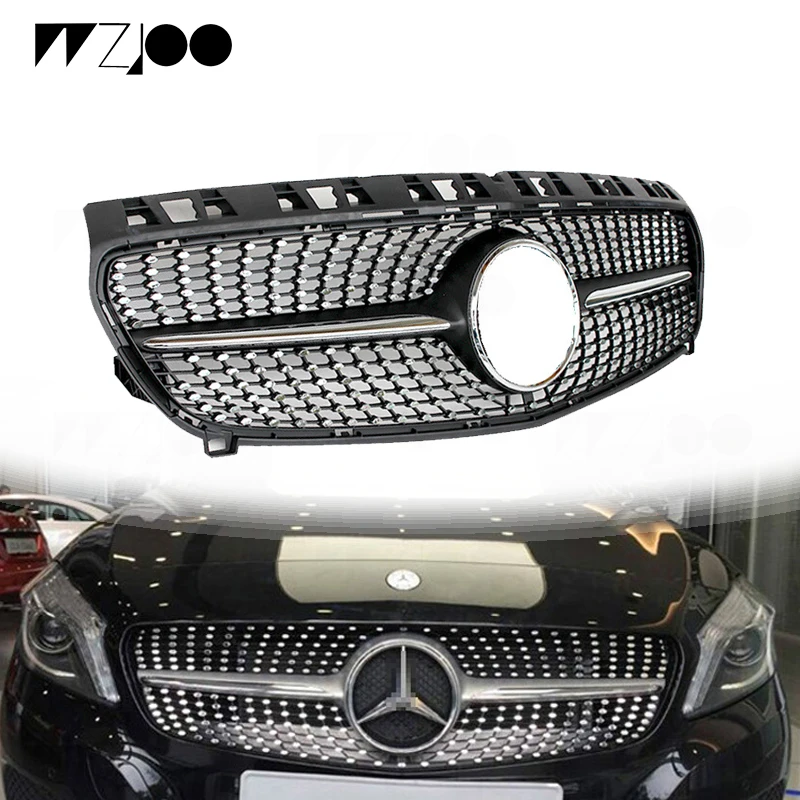 

WZJOO Diamond starry Auto Racing Grills For Mercedes A Class W176 A45 AMG 2013-2015 Pre-LCL Black Sliver Star Grille