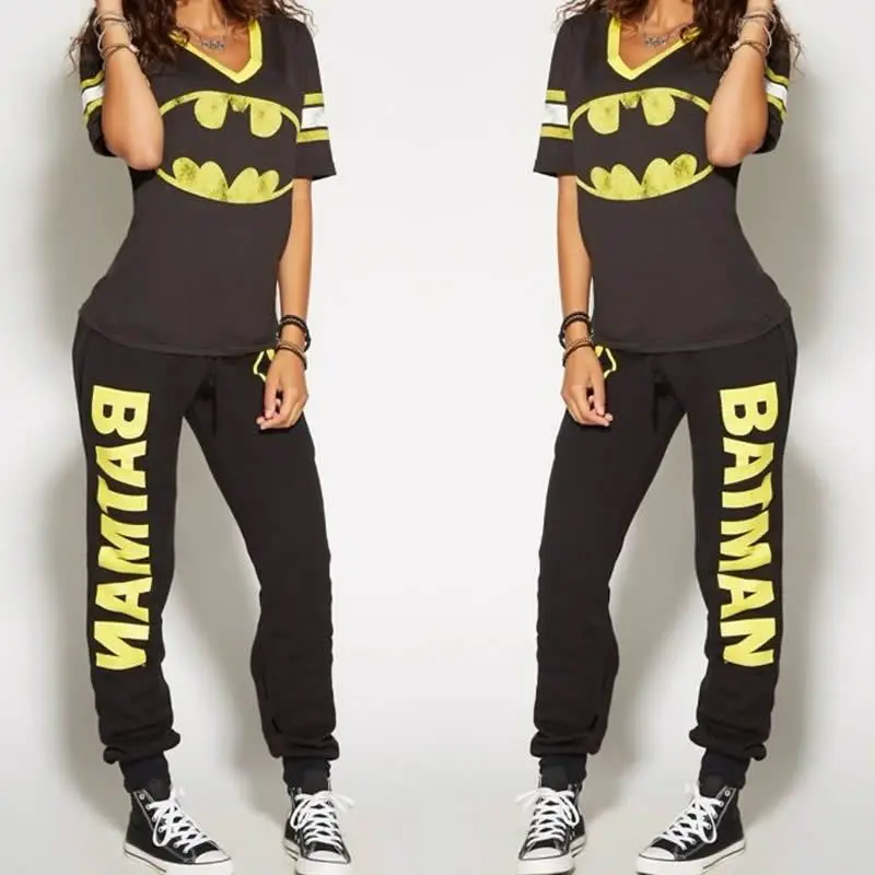 Bruce Wayne Ladies Cosplay Costumes T-shirt Top Joggers Trousers Sport Gym Pants Tracksuit |