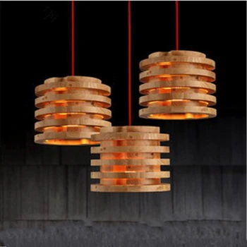

JW_Creative Nordic Level Wood Pendant Lamp Living Room Light Bedroom Restaurant Cafe Bar Wooden Corridor Lights Pendant Light