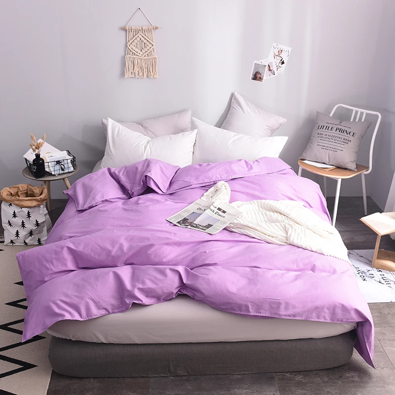 Noble Light Purple Solid Color 100% Cotton Soft Duvet ...