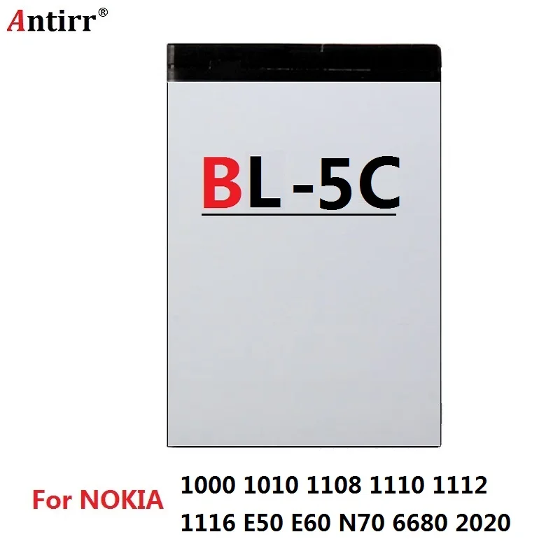 

3.7V 1020mAh BL-5C Li-ion Battery For Nokia 1000 1010 1108 1110 1112 1116 E50 E60 N70 6680 2020 BL5C BL 5C Batteries