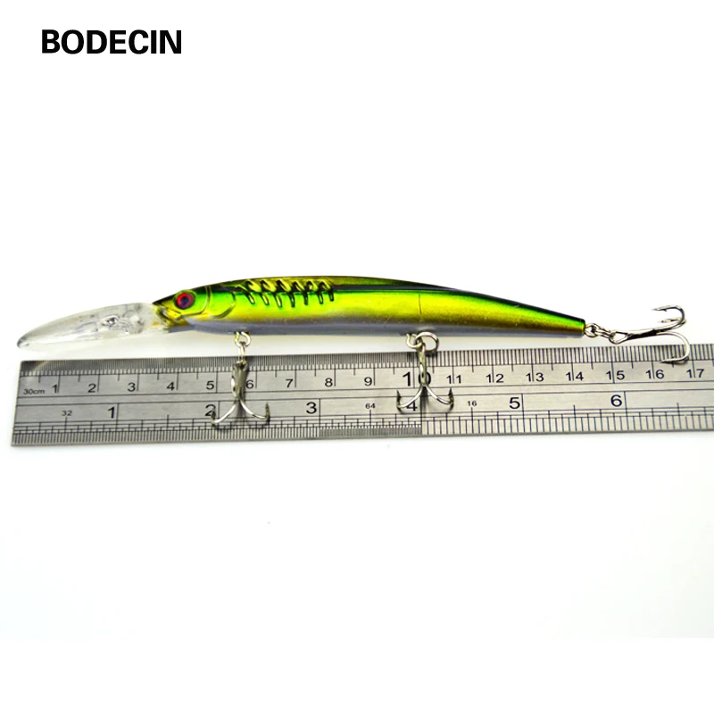 1PS Minnow Fishing Lures Deep Isca Artificial Wobbler Crankbait For Fish Lure Hard Fake Bait Pesca Tackle Hooks Sea 14.5cm 12.7g