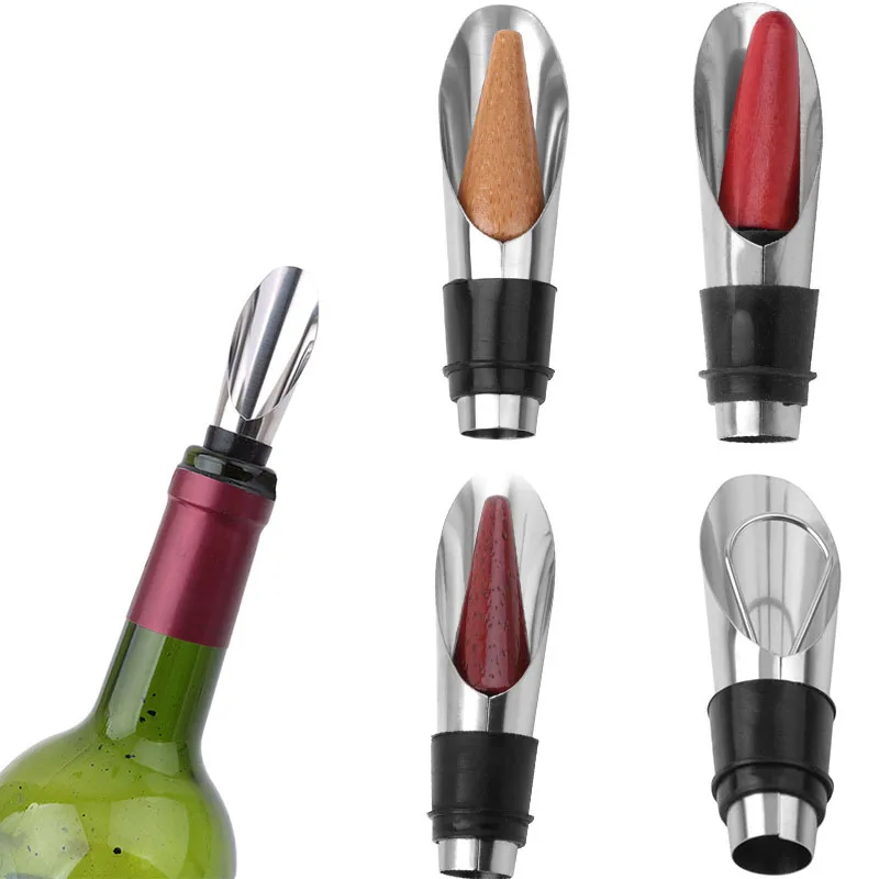 1pc 2 In 1 Wine Stopper Red Wine Pouring Tool Stainless Steel Wine