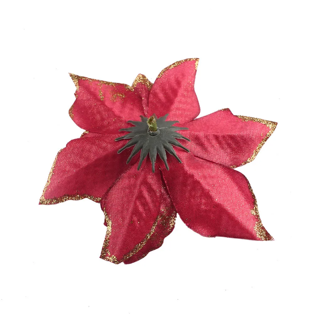 10 шт. Искусственные Рождественские цветы Poinsettia аксессуары для дома Рождественская елка украшения для рождественской елки подвесные украшения