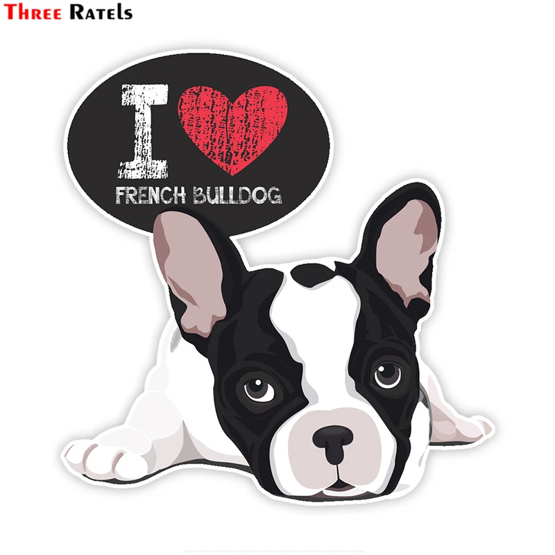 

Three Ratels LCS063# 14.2x15cm I love french bulldog colorful car sticker funny car stickers styling removable decal