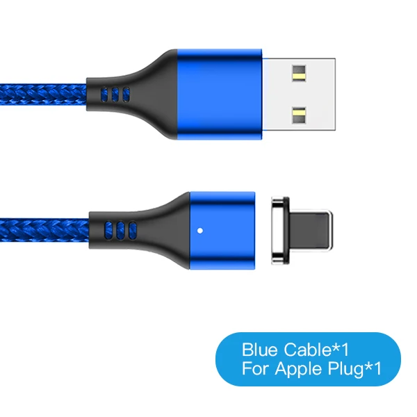 ACCEZZ 3A Быстрый Магнитный зарядный кабель для iPhone X XR XS 6 7 8 Plus samsung Xiaomi Micro usb type-C Магнитный зарядный кабель для передачи данных - Цвет: Blue IOS 1plug