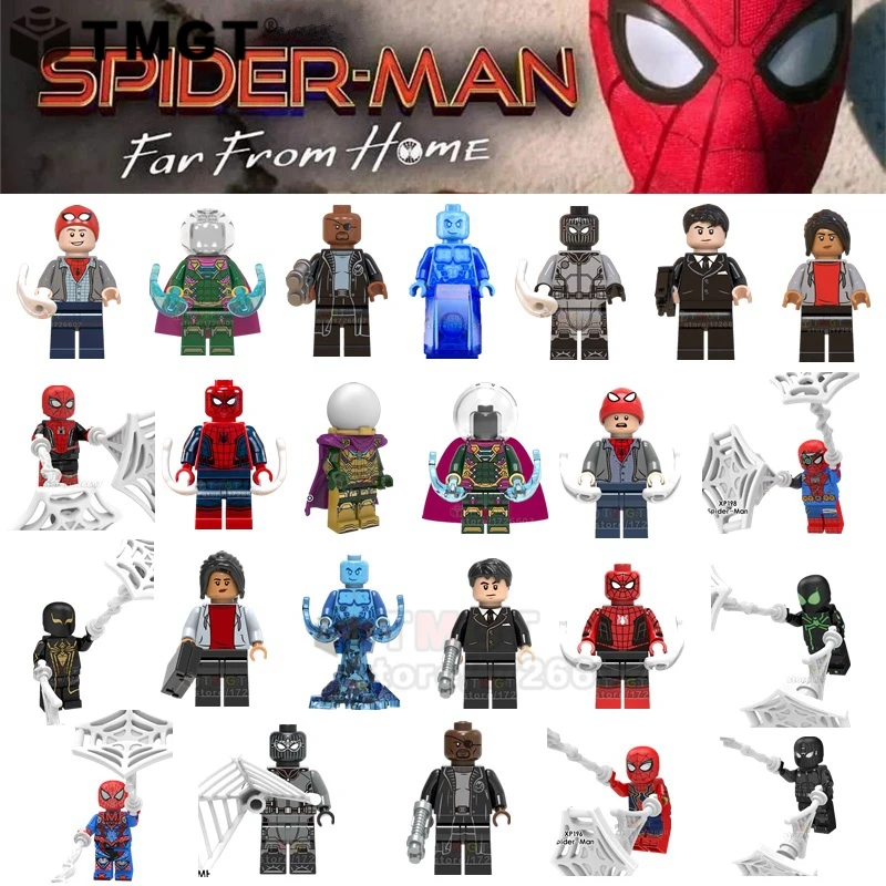 

Single Spiderman Far From Home Happy Hogan Peter Parker Mysterio Nick Furry Michel Jones Building Blocks Toys For Children