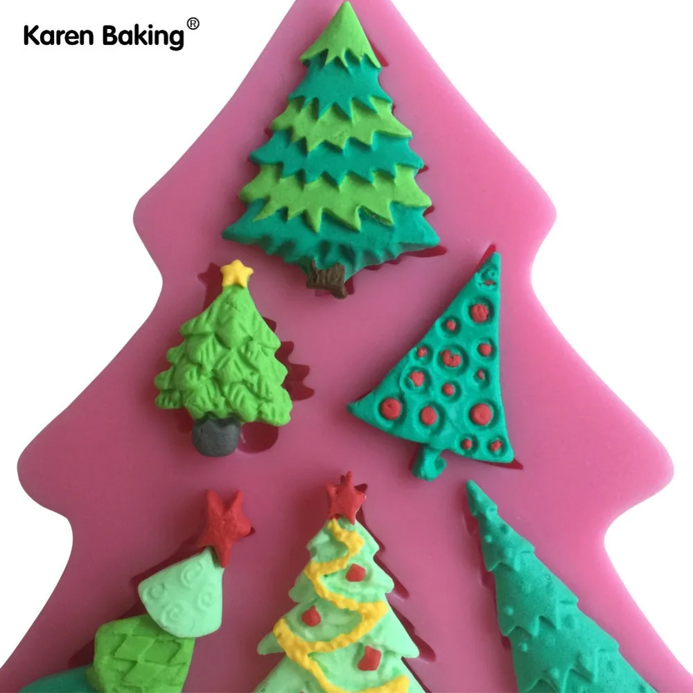 Christmas Tree Shape Christmas Fondant Silicone Cake Mold For Cupcake