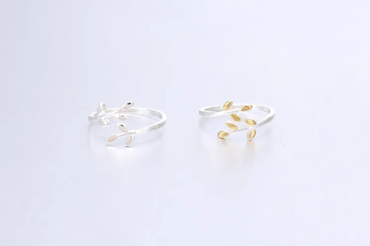925 Sterling Silver Tree Leaf Open Rings For Women Forest Style Girl Hypoallergenic Sterling-silver-jewelry