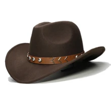 Ретро пшеничный шип кожаный ремешок родитель-ребенок унисекс/ребенок шерсть с широкими полями ковбойская шляпа котелок(57 см/54 см