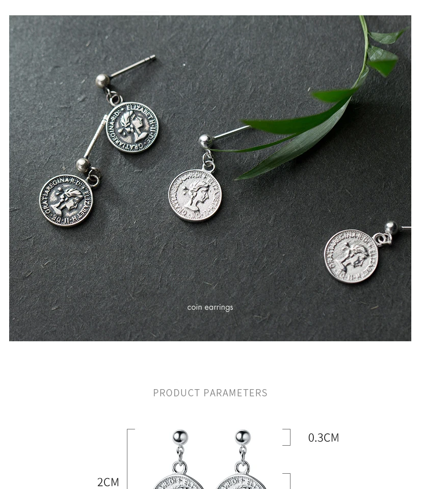 Vintage Avatar Drop Pendant Coin Earrings Punk Gold Color S925 Sterling Silver Dangle Earring Brinco for Women Statement Jewelry (1)