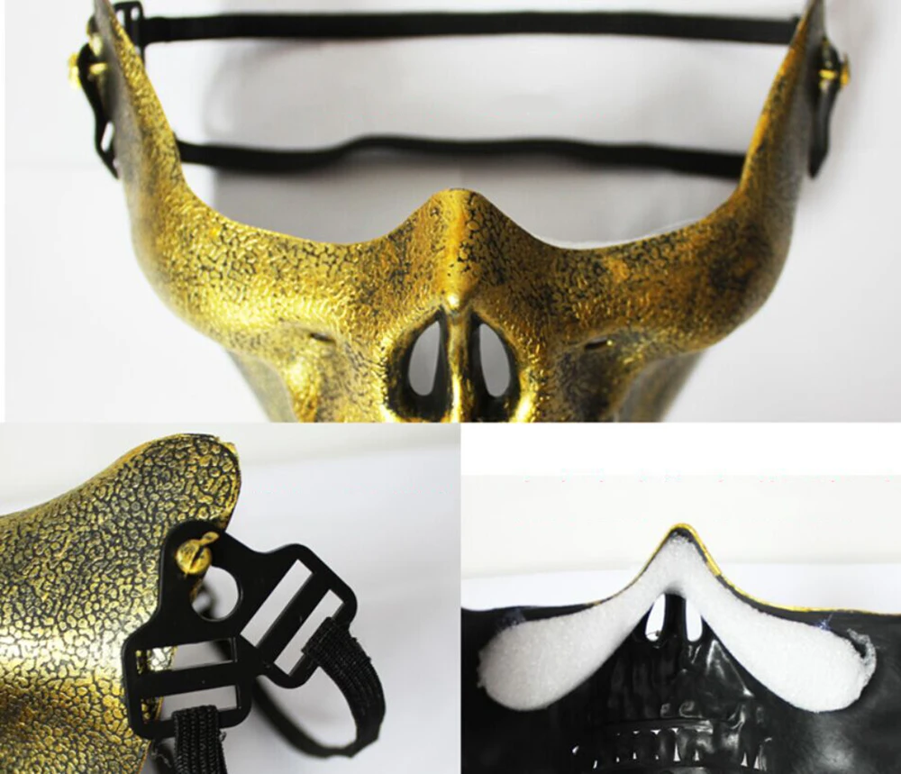 Halloween Horror Half Chin Plastic Face Shield Human Skull Mask