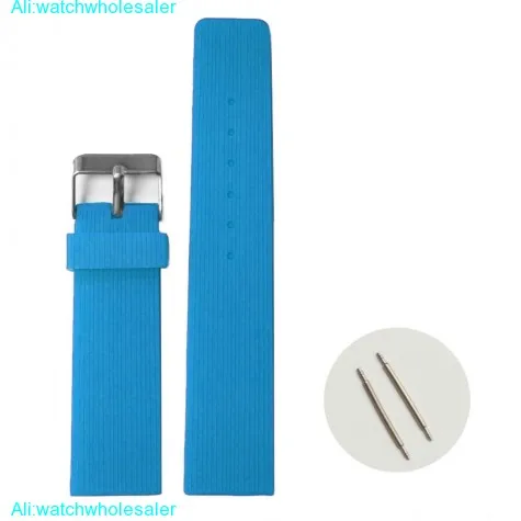 22mm Deep Sky Blue Silicone Jelly Rubber Lady Men Watch Band Straps WB1071D22JB