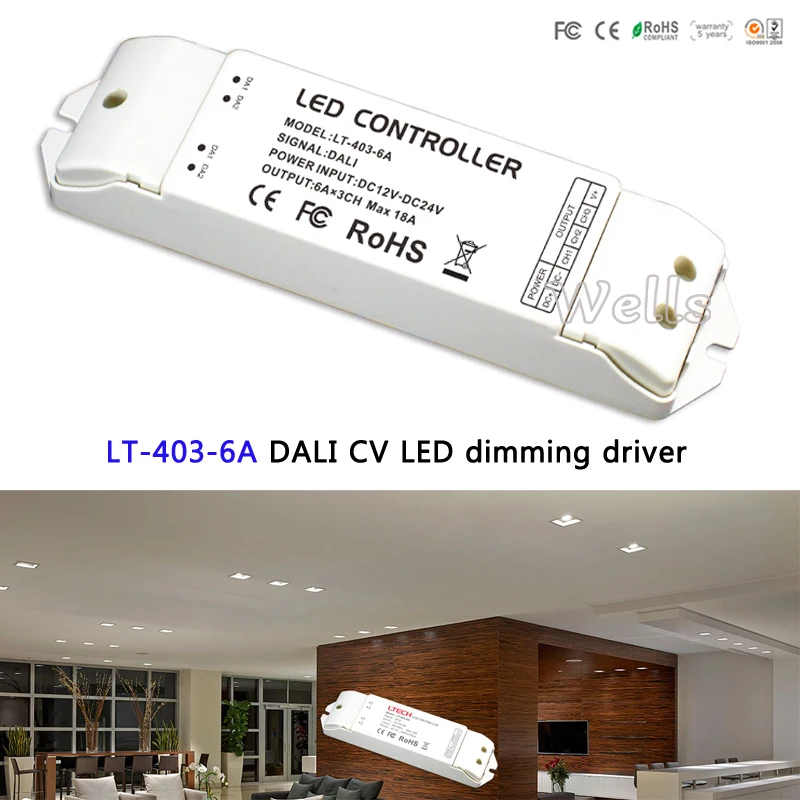 

DALI LED Dimming Driver;LT-403-6A;DC12-24V input;6A*3CH Max 18A output led controller for RGB led strip