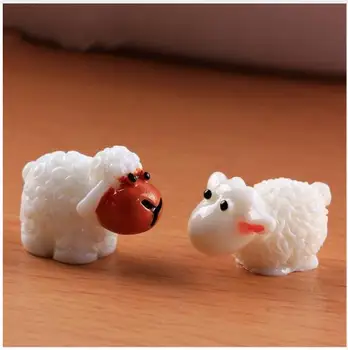 

2 pcs/ Set kawaii cute sheep fairy home micro garden decoration moss doll house ornaments miniature/terrarium DIY accessories