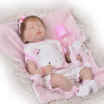 

22inch silicone Reborn Dolls Kid's Toys Cute sleeping quiet luxury accessories Baby Accompany Toy Enlightenment Dolls for sale