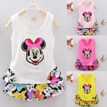 toddler girls clothing set summer 2017 fashion cartoon vest tops+shorts girl clothes cartoon mouse toddler girl clothing sets