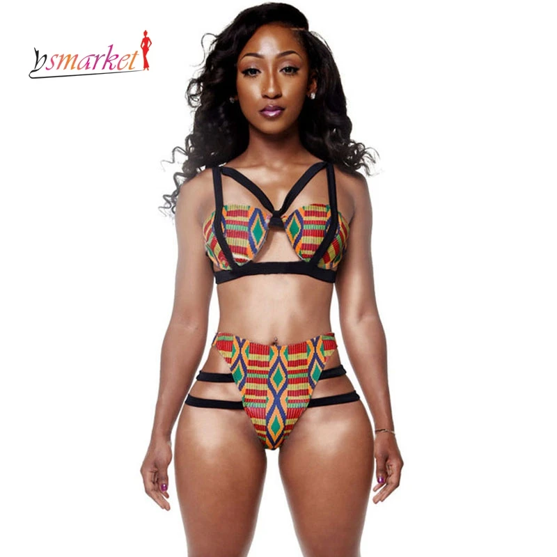 africano stampa costume da bagno delle donne 2016 stampa africana ispirato insieme del bikini delle donne