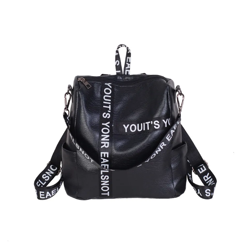 Роскошные модные однотонные женские рюкзаки, бренд, повседневный рюкзак для девочек-подростков, консервативный стиль, с буквенным ремешком, школьная сумка
