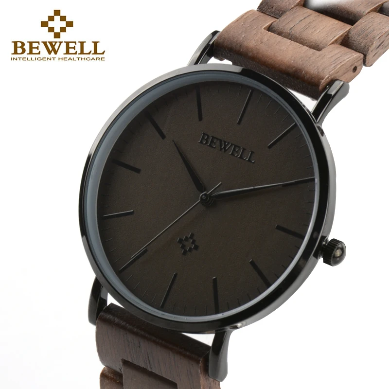 

BEWELL Men Ultra Thin Wood Watches Luxury Watch Brand As Male Gift For Father Or Friend Dress Style Good Quality Watch 163A