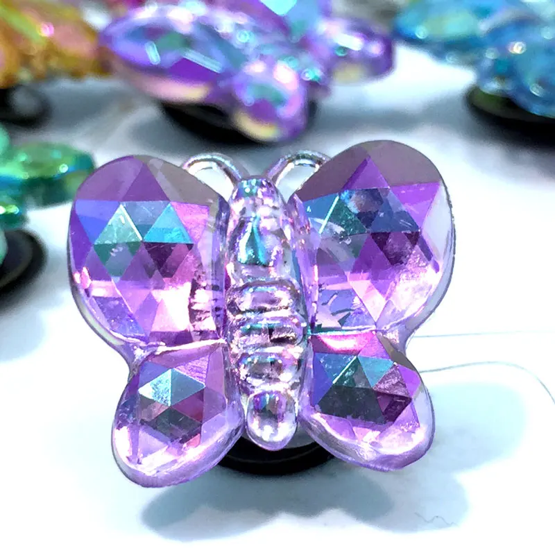 2 шт. милые цветы кристалл бабочка Высокая Имитация обуви талисманы пряжки аксессуары подходят браслеты Croc jibz подарок для детей - Цвет: 085 43