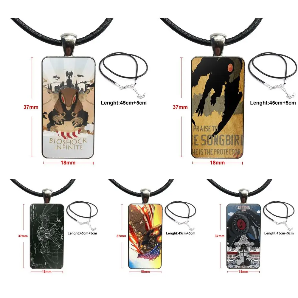 

Special Games Bioshock Infinite Songbird Glass Cabochon Pendant Necklace Rectangle Fashion Necklace For Women Gift