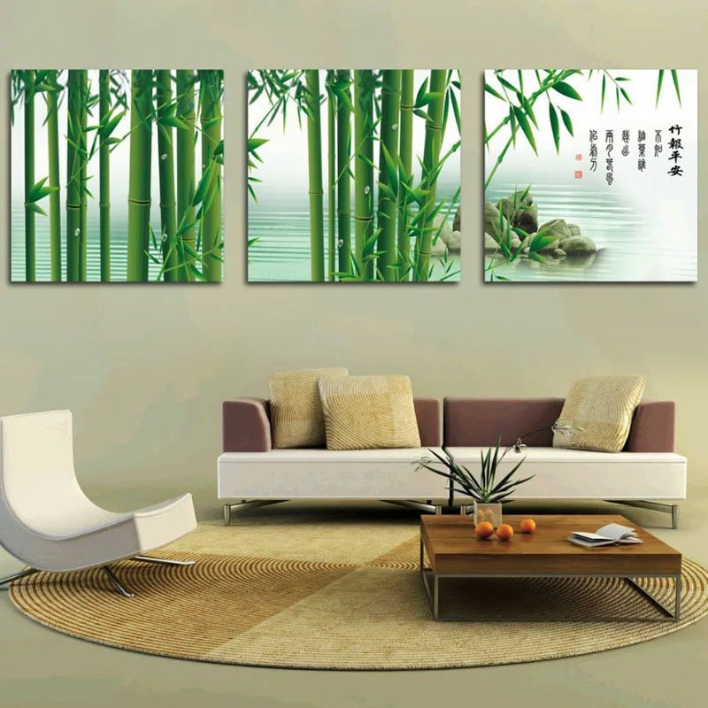 Bamboo Wall Decor unframed 3 panel green bamboo chinese painting modern art print Bamboo Wall Decor unframed 3 panel green bamboo chinese painting modern art print