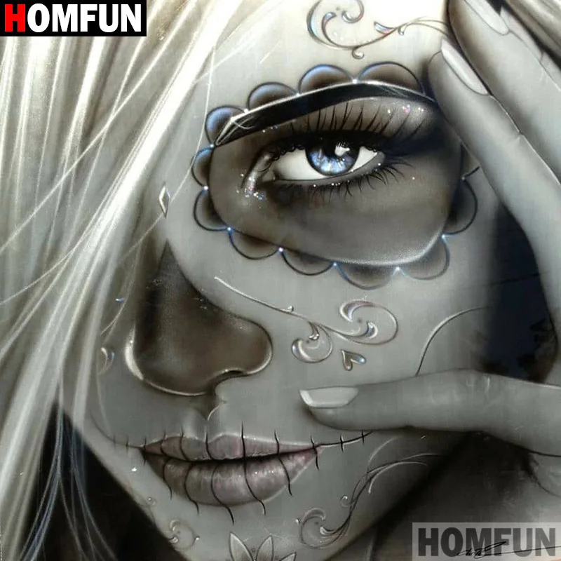 Алмазная живопись HOMFUN Череп и женщина картина из квадратных/круглых страз