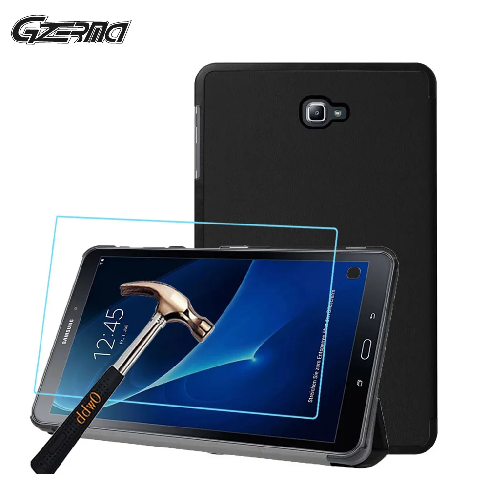 

For Samsung Galaxy Tab A 10.1 2016 T580 T585 10.1 High Quality Tablet Case Cover Tri-fold Stand Laptop Cases + Screen Film