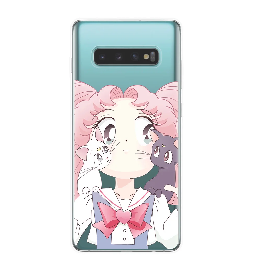 Чехол с японским аниме Kawaii Sailor Moon чехол для Samsung S6 S7 Edge S8 S9 S10 Plus S10E Lite рисунком в